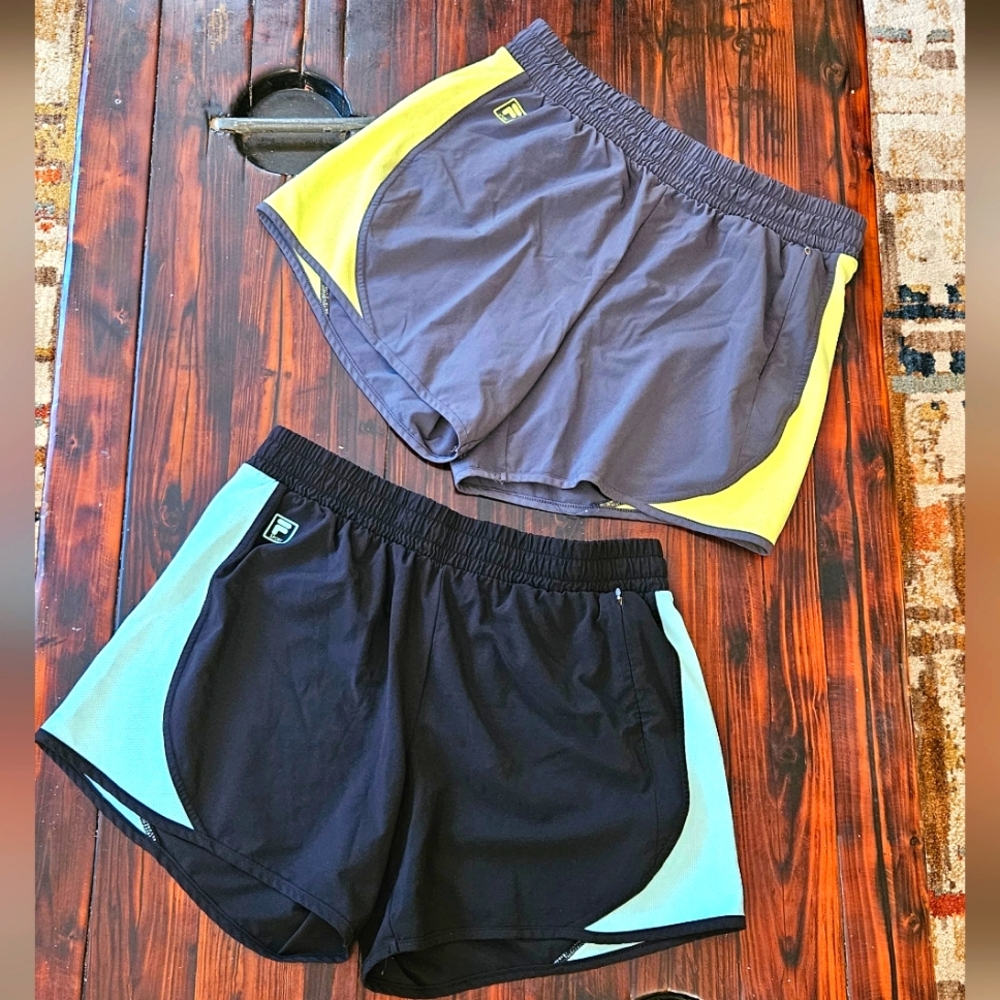Fila Women's Pair Of Athletic Running Shorts - Black and Gray Sz M